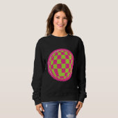 Y2K Retro Sparkle Distressed Checker Globe Sweatshirt (Vorne ganz)