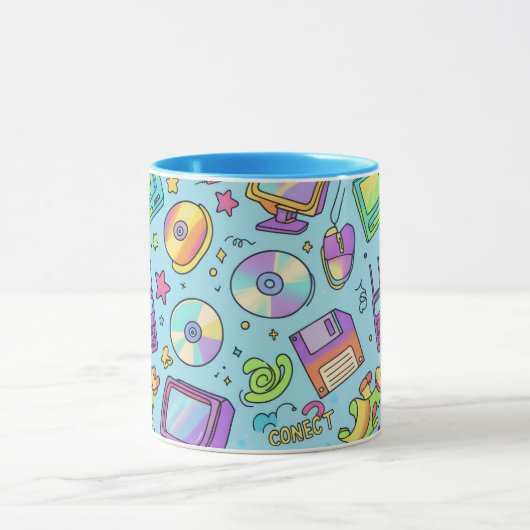 Y2K Retro Tech Aesthetic Doodle Coffee Mug Tasse (Zentrum)