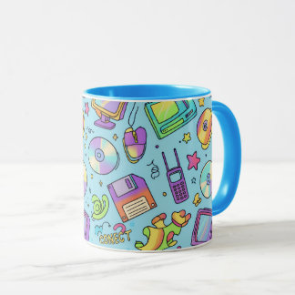Y2K Retro Tech Aesthetic Doodle Coffee Mug Tasse