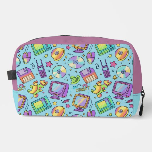 Y2K Retro Tech Aesthetic Doodle Makeup Bag Waschbeutel (Vorderseite)