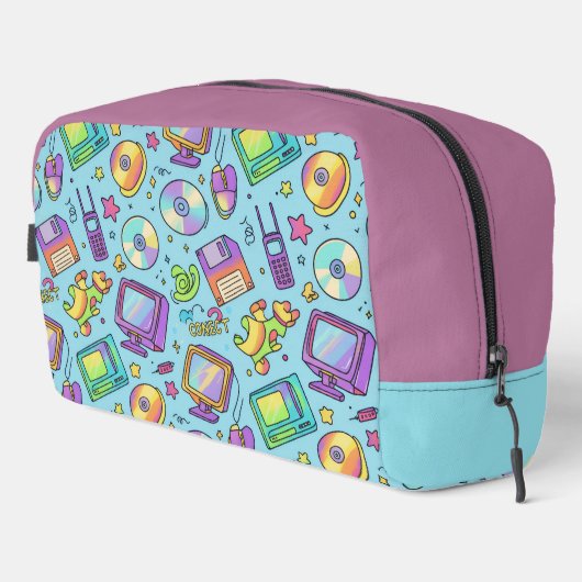 Y2K Retro Tech Aesthetic Doodle Makeup Bag Waschbeutel (Rechte Ecke)
