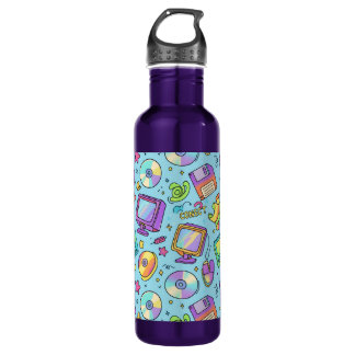 Y2K Retro Tech Aesthetic Doodles Water Bottle Edelstahlflasche