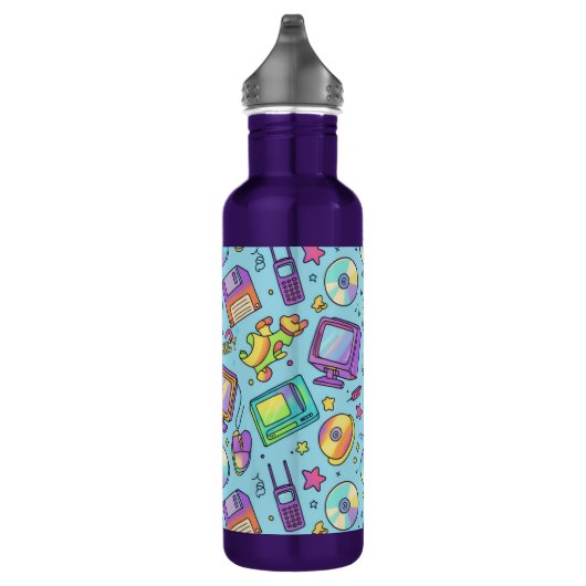Y2K Retro Tech Aesthetic Doodles Water Bottle Edelstahlflasche (Rechts)