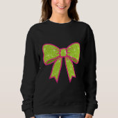 Y2K Retro Vibe Hot Pink and Green Christmas Bow Sweatshirt (Vorderseite)