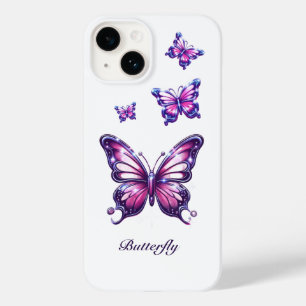 Y2K Rosa Chrom-Schmetterling-Handyhülle Case-Mate iPhone 14 Hülle