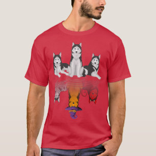 Y4WB Niedlich Husky Dog Witchy HerbstHalloween Hus T-Shirt