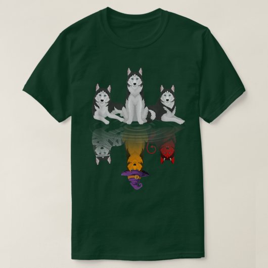 Y4WB Niedlich Husky Dog Witchy HerbstHalloween Hus T-Shirt (Design vorne)