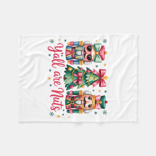 Y’all Are Nuts Funny Christmas Humor Tree Nutcrack Fleecedecke (Vorderseite (Horizontal))