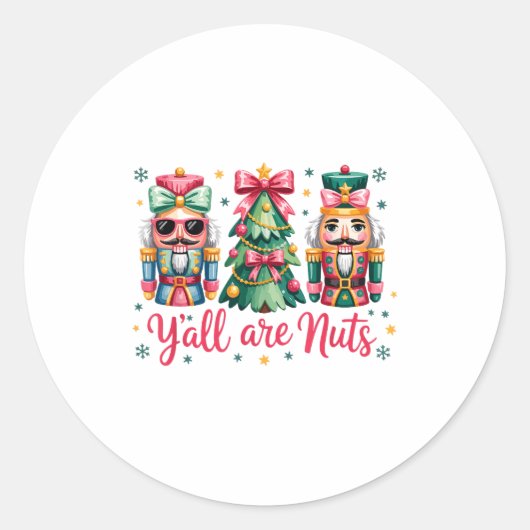 Y’all Are Nuts Funny Christmas Humor Tree Nutcrack Runder Aufkleber (Vorderseite)