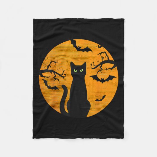 Y Christmas Cat Costume Retro Cat Moon Black Cat Fleecedecke (Vorderseite)