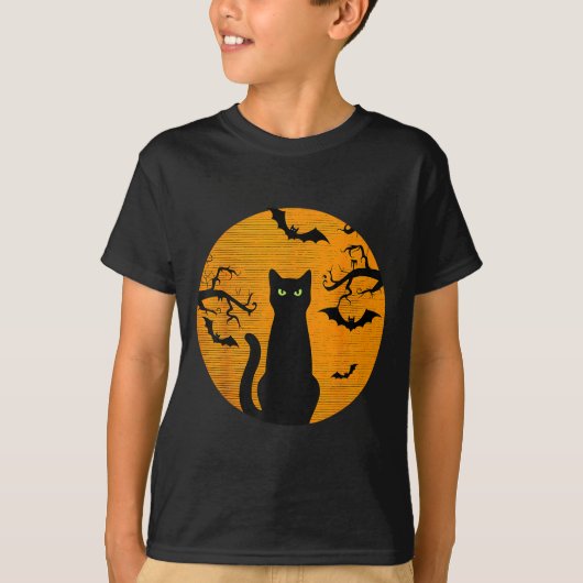 Y Christmas Cat Costume Retro Cat Moon Black Cat T-Shirt (Vorderseite)