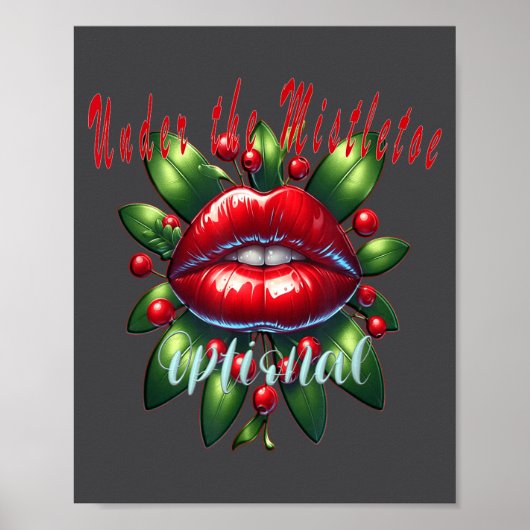 Y Christmas Mistletoe Lips - Naughty Holiday Tee W Poster (Vorne)