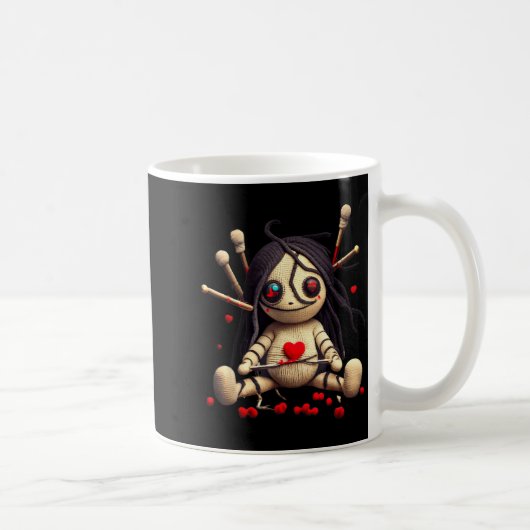 Y Cute Sitting Voodoo Doll Halloween Valentine Day Kaffeetasse (Rechts)