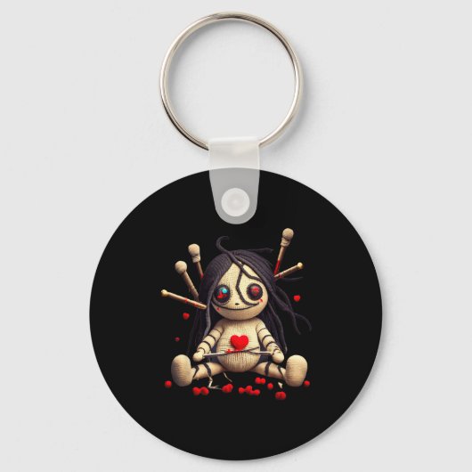Y Cute Sitting Voodoo Doll Halloween Valentine Day Schlüsselanhänger (Vorderseite)