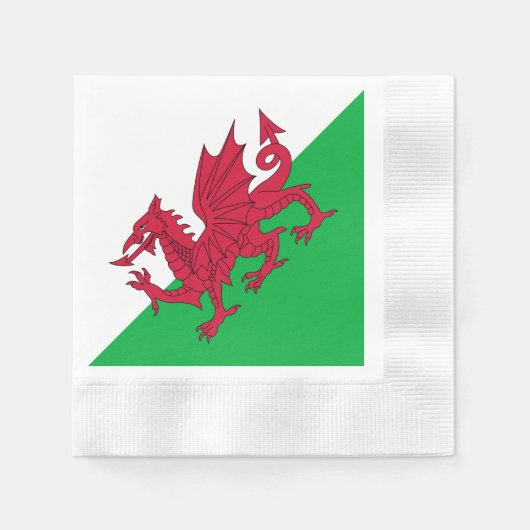 Y Ddraig Goch: Welsh Flag Cocktail Napkins Serviette (Vorderseite)