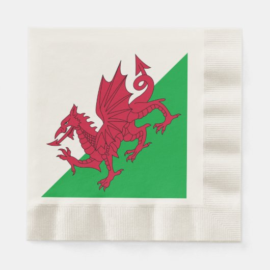 Y Ddraig Goch: Welsh Flag Coined Luncheon Napkins Serviette (Vorderseite)