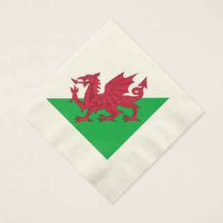 Y Ddraig Goch: Welsh Flag Coined Luncheon Napkins Serviette