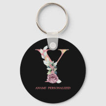 Y Floral Monogram Name Letters Pink Agate Schlüsse