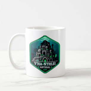 Y’ha-nthlei-Abgrund-Stadt Vintage-Reiseabzeichen Kaffeetasse