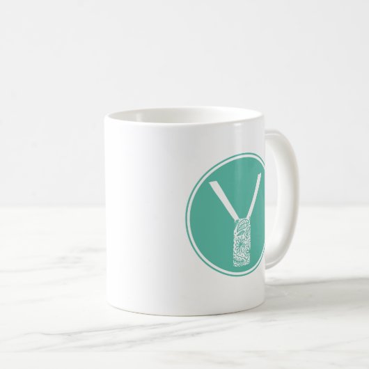 Y Initial Floral Monogram Kaffeetasse (VorderseiteRechts)