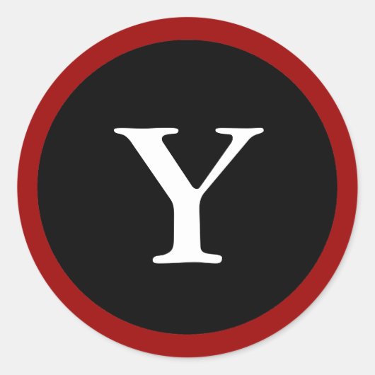 Y : Initial Y Letter Y Red, White & Black Stickers (Vorderseite)