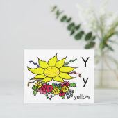 Y ist für Gelb Postkarte (Stehend Vorderseite)