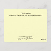Y ist für Gelb Postkarte (Rückseite)
