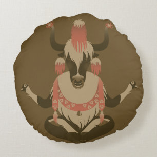 Y ist für Tibet-Yak Rundes Kissen