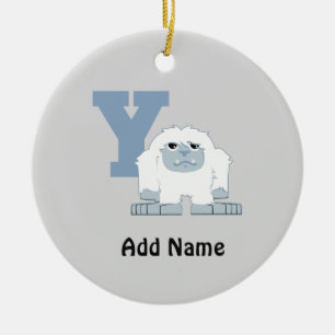Y ist für Yeti Niedlich Cartoon Yeti Monster Keramikornament
