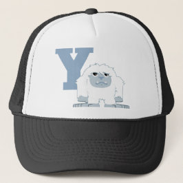 Y ist für Yeti Niedlich Cartoon Yeti Monster Truckerkappe