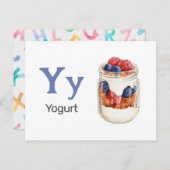 Y ist für Yogurt - Alphabet Flash Card Postkarte (Vorne/Hinten)