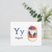 Y ist für Yogurt - Alphabet Flash Card Postkarte (Stehend Vorderseite)