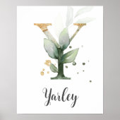 Y Letter Monogram Greenerity Kinderzimmer Name Wal Poster (Vorne)