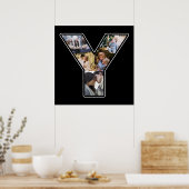 Y Monogram Create your own 6 Foto Collage Black Poster (Küche)