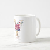 Y Monogram Floral Burgund Red and Navy Blue Kaffeetasse (VorderseiteRechts)