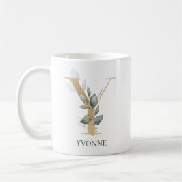 Y Monogram Floral Personalisiert Kaffeetasse