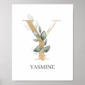Y Monogram Floral Personalisiert Poster (Vorne)