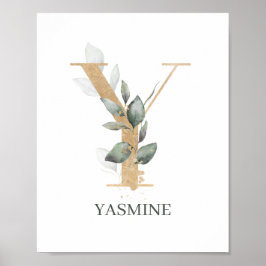 Y Monogram Floral Personalisiert Poster
