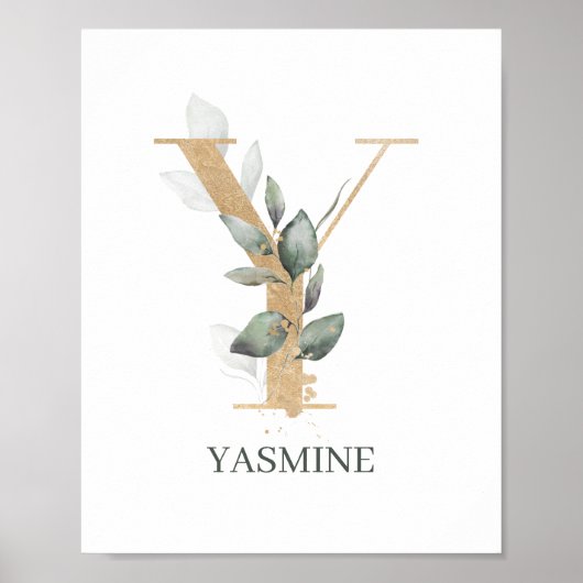 Y Monogram Floral Personalisiert Poster (Vorne)