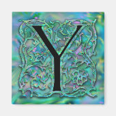 Y Monogram "Green Garden Besque" Square Magnet (Vorne)