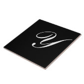 Y Monogram Initial White auf Black Fliese (Seite)