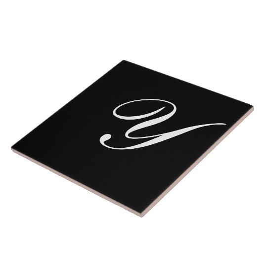 Y Monogram Initial White auf Black Fliese (Seite)