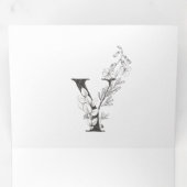 'Y' Monogram Schöne gezeichnete Blumenhochzeit Dreifach Gefaltete Einladung (Innen Erste Seite)