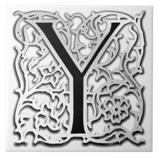 Y Monogram "Silver Besque" Keramik Tile Fliese (Vorderseite)