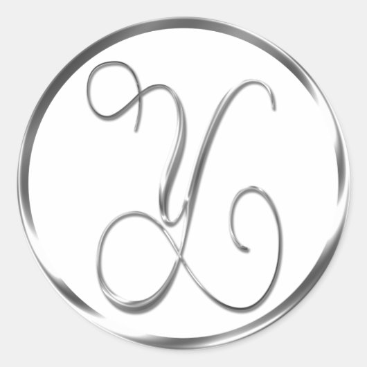 Y Monogramm Faux-Silber-Umschlag oder Gefallen-Sie Runder Aufkleber (Vorderseite)