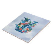 Y monogramm schöne Blumendesign Fliese (Seite)