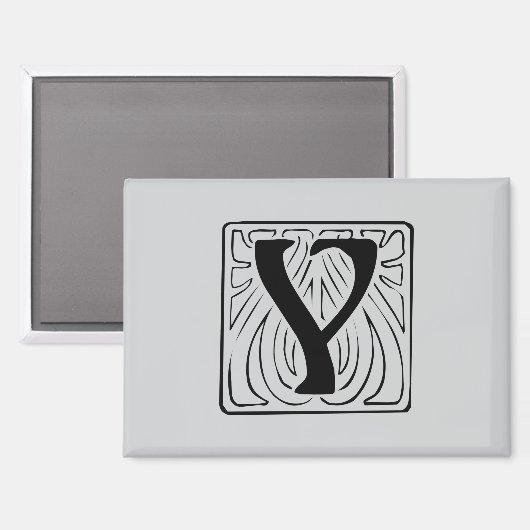 Y Monogramm schwarz Magnet (Vorderseite/Rückseite)