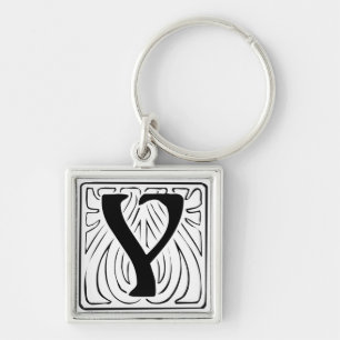 Y Monogramm schwarz Schlüsselger Schlüsselanhänger