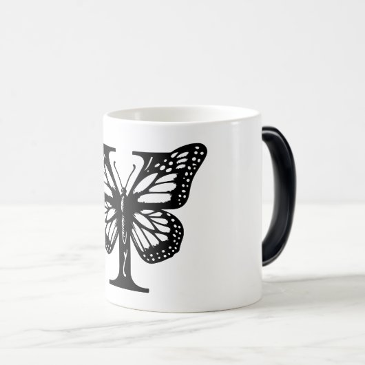Y Schwarzer Butterfly Verwandlungstasse (VorderseiteRechts)