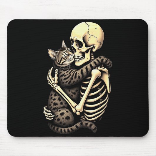 Y Skeleton Hugging Cat Halloween Lovers Human Pro Mousepad (Vorne)